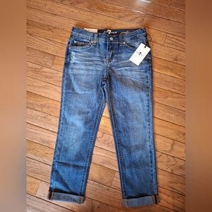 7 All For Mankind. Girls Skinny Boyfriend Denim Jeans. Cuffed Capris. Size 6x.